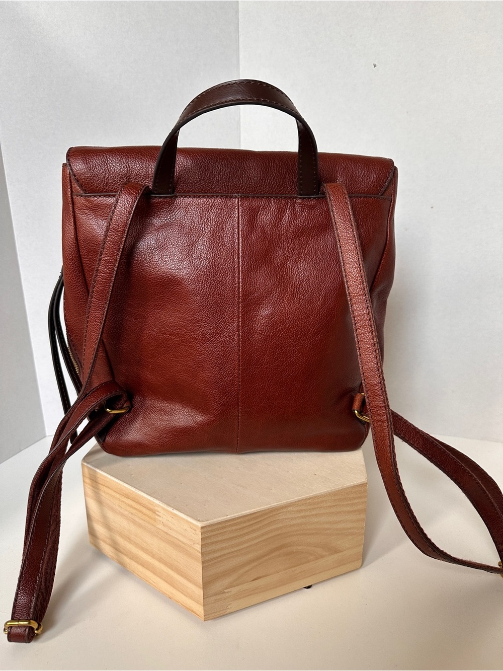 Fossil Claire Leather Backpack in Brandy Brown - NWOT - Picture 4 of 9